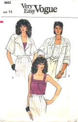 8662 VERY EASY VOGUE LOOSE LAPEL BLOUSE, CAMISOLE PATTERN 8 UNCUT